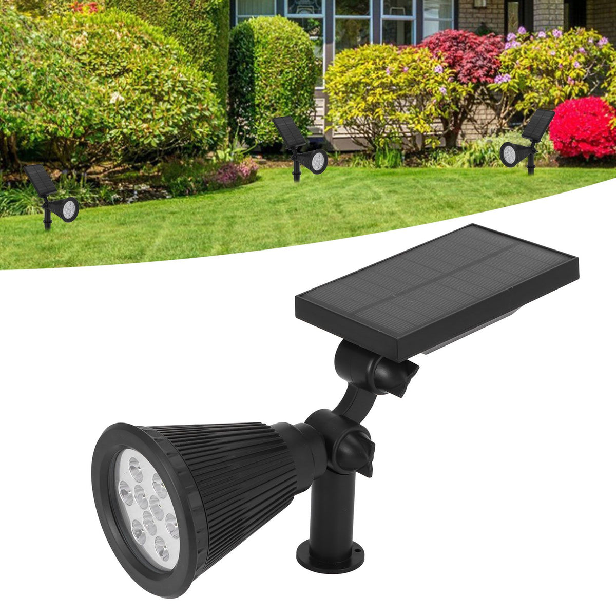 9LED Chips Solar Spotlights LED Solar Landscape Lights for Outdoor Garden CourtyardWhite Light