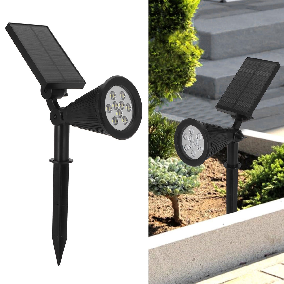 9LED Chips Solar Spotlights LED Solar Landscape Lights for Outdoor Garden CourtyardWhite Light