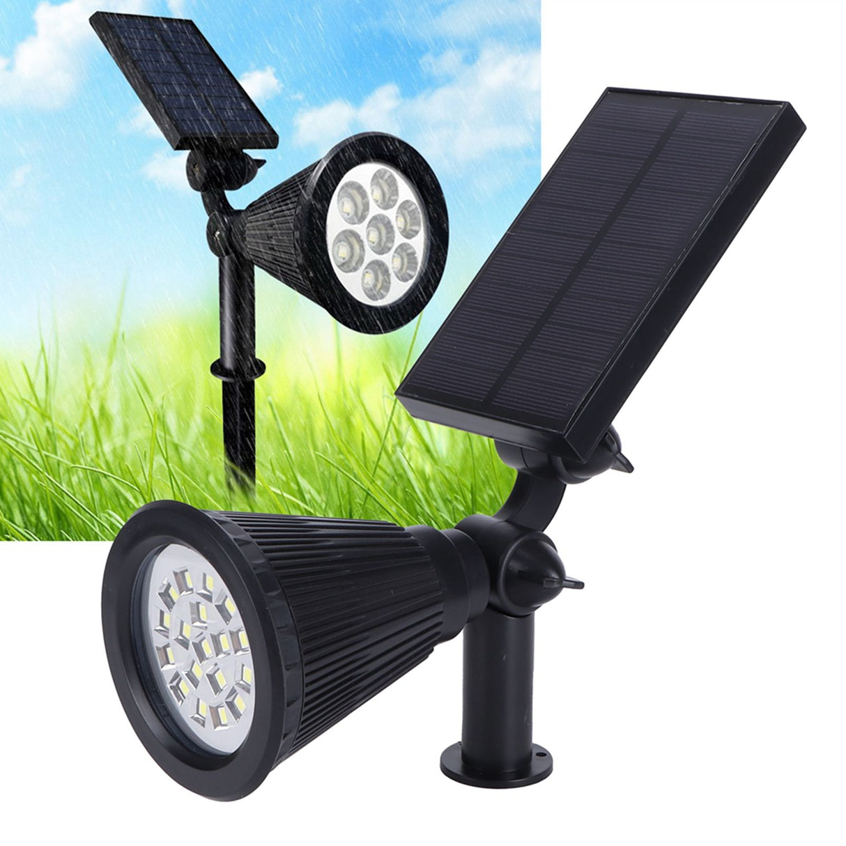 LED Solar Lawn Lights Spotlights with 18pcs Chips for Outdoor Garden Park Yard Spike LampsWhite Light