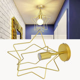 Ceiling Light Five Pointed Star E27 Wrought Iron Hanging Lamp for Corridor Dining Room AC85-265V