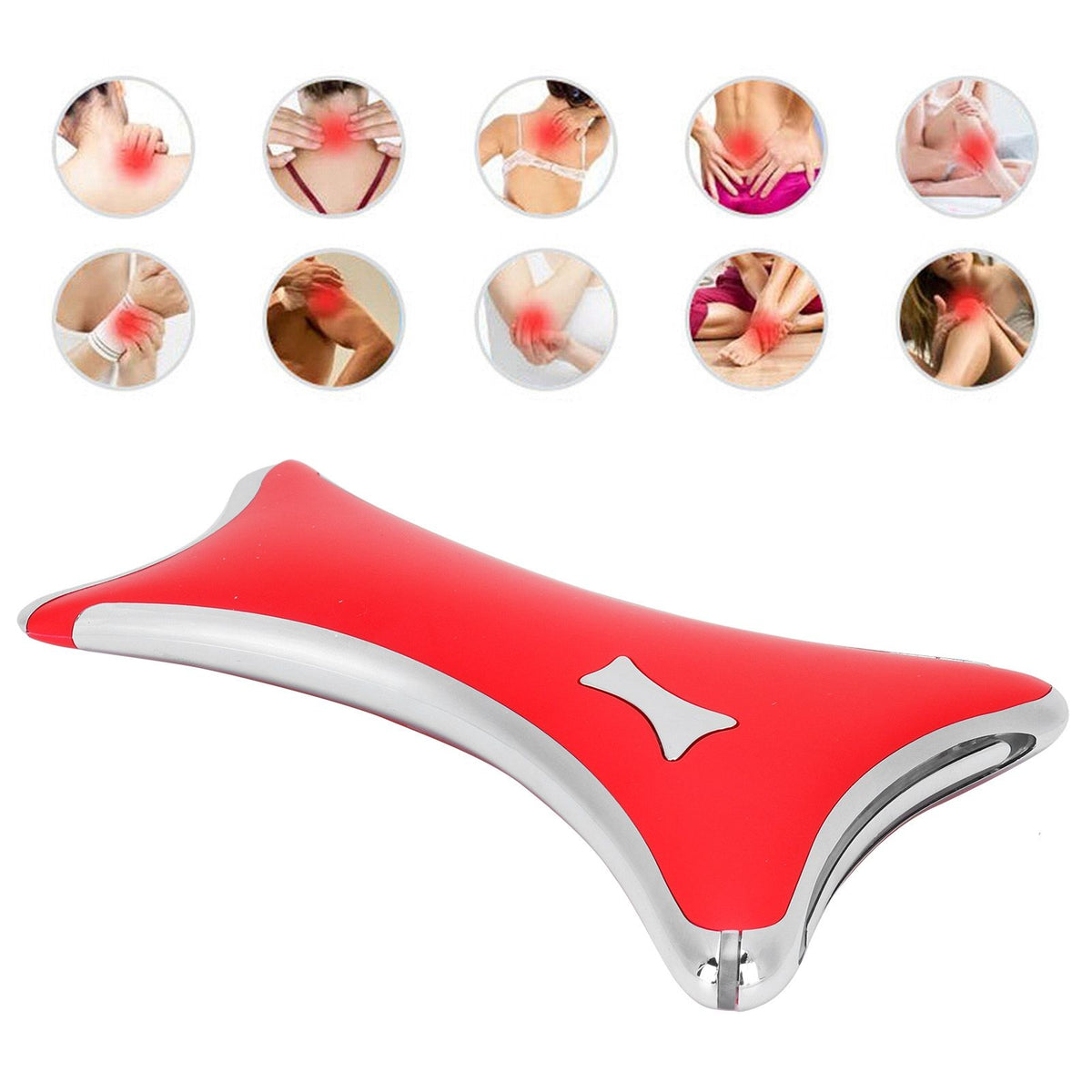 LED Electric Gua Sha Board USB Vibration Heating Scraping Massager Instrument Beauty ToolsRed