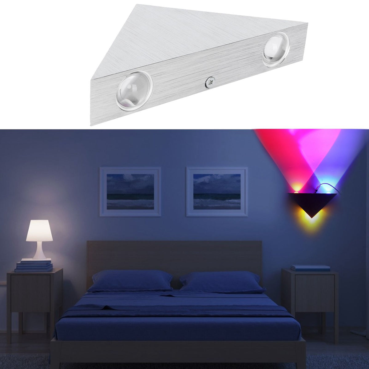 LED Wall Light 9W Modern Aluminum Triangular Lamp for Bedroom Corridor Hallway 85-265V