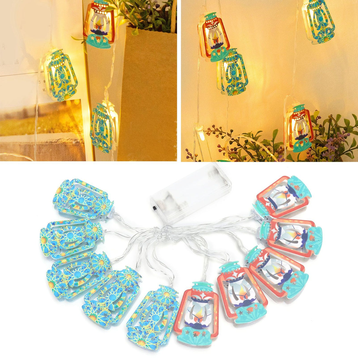 1.5M Muslim Ramadan Light Kerosene Lamp Shaped 10LED Decorative String Light Hanging Party Decor