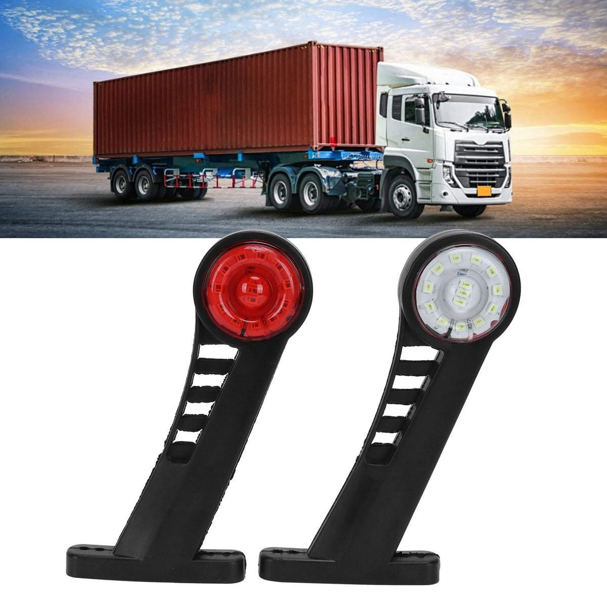 2PCS Dual Color 28LED Truck Side Marker Lamp 24V Warning Signal Light Car Trailer Taillight