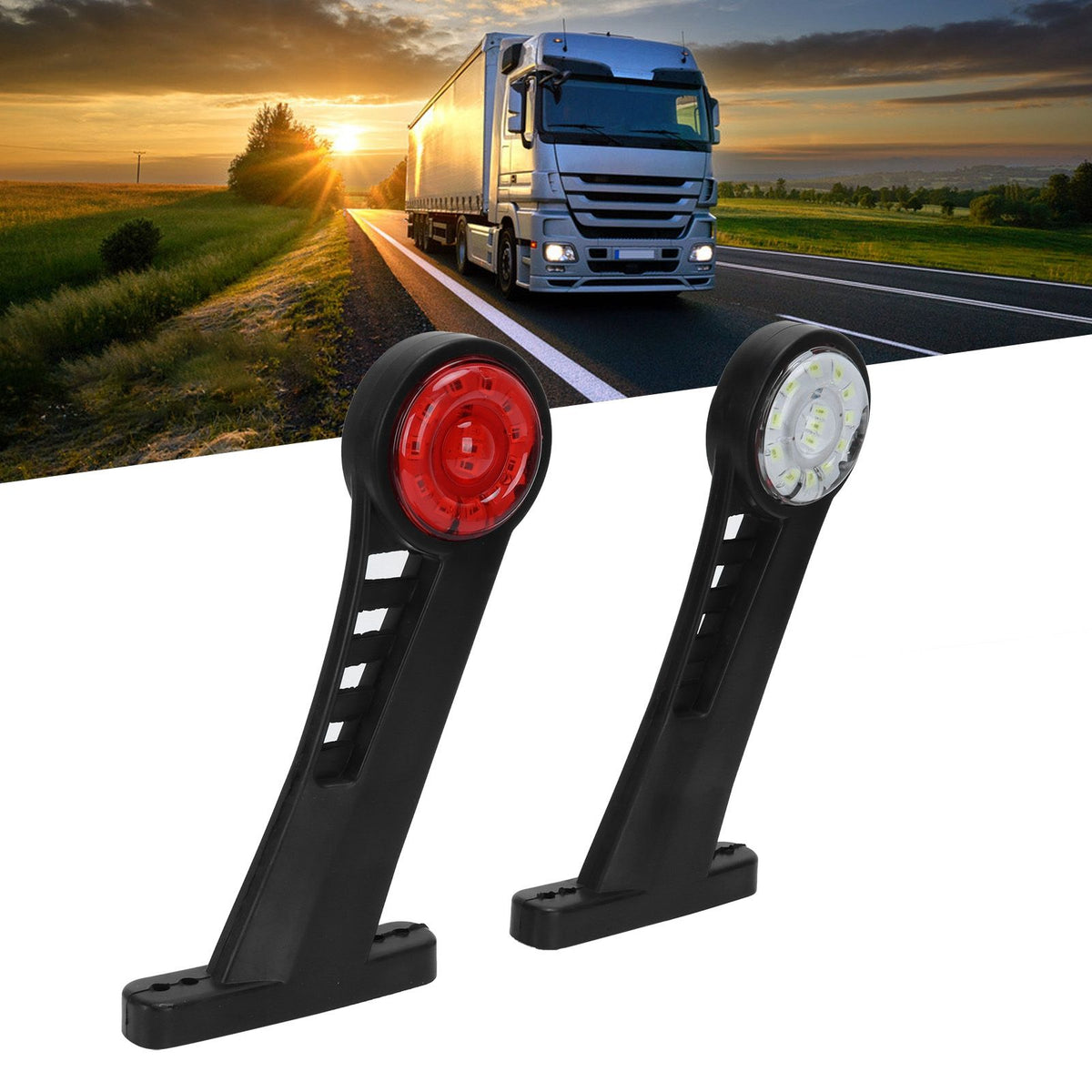 2PCS Dual Color 28LED Truck Side Marker Lamp 24V Warning Signal Light Car Trailer Taillight