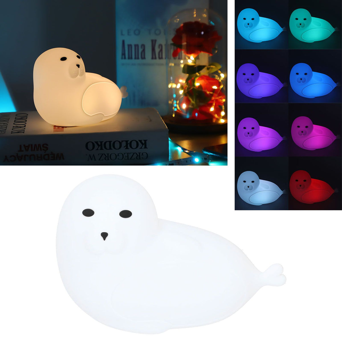 Silicone Bedside Lamp 1.3W Innovative USB Night Light with Colorful Lighting White