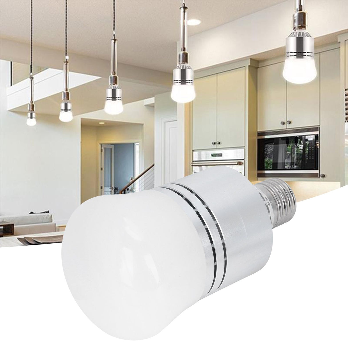 12W Light Bulb E27 Light Control Induction Bulb for Living Room Warehouse Warm White 85-265V