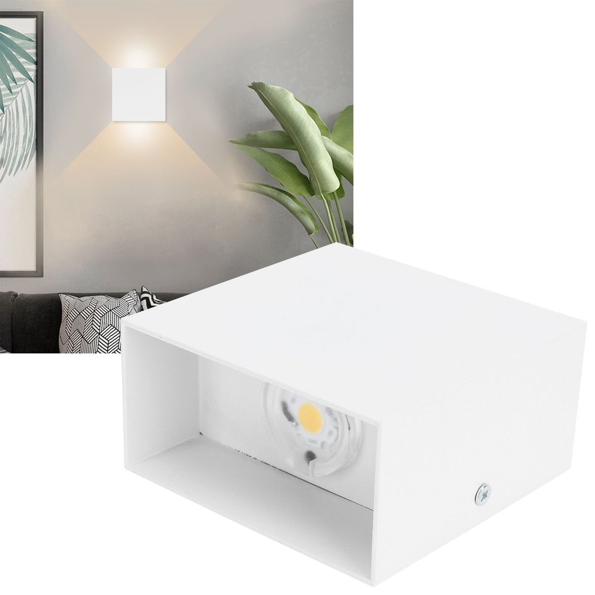 LED Wall Light 7W Indoor Square Lamp Bedroom Hallway Porch Balcony Decoration 100265V(White ShellWarm Light )