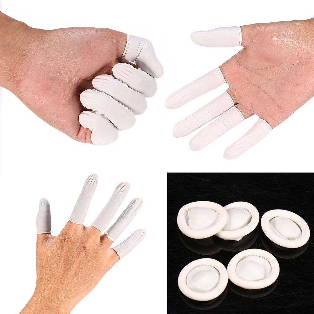 100Pcs/Bag Disposable Anti Static Protective Rubber Finger Cots Tattoo Nail Art Accessory