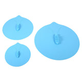 Set of 3pcs Unique Steam Ship Design Silicone Seal Cover Pot Mug Cup Lid Kitchen Gadgets Blue