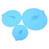 Set of 3pcs Unique Steam Ship Design Silicone Seal Cover Pot Mug Cup Lid Kitchen Gadgets Blue