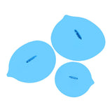 Set of 3pcs Unique Steam Ship Design Silicone Seal Cover Pot Mug Cup Lid Kitchen Gadgets Blue - Top-Down View