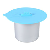 Set of 3pcs Unique Steam Ship Design Silicone Seal Cover Pot Mug Cup Lid Kitchen Gadgets Blue
