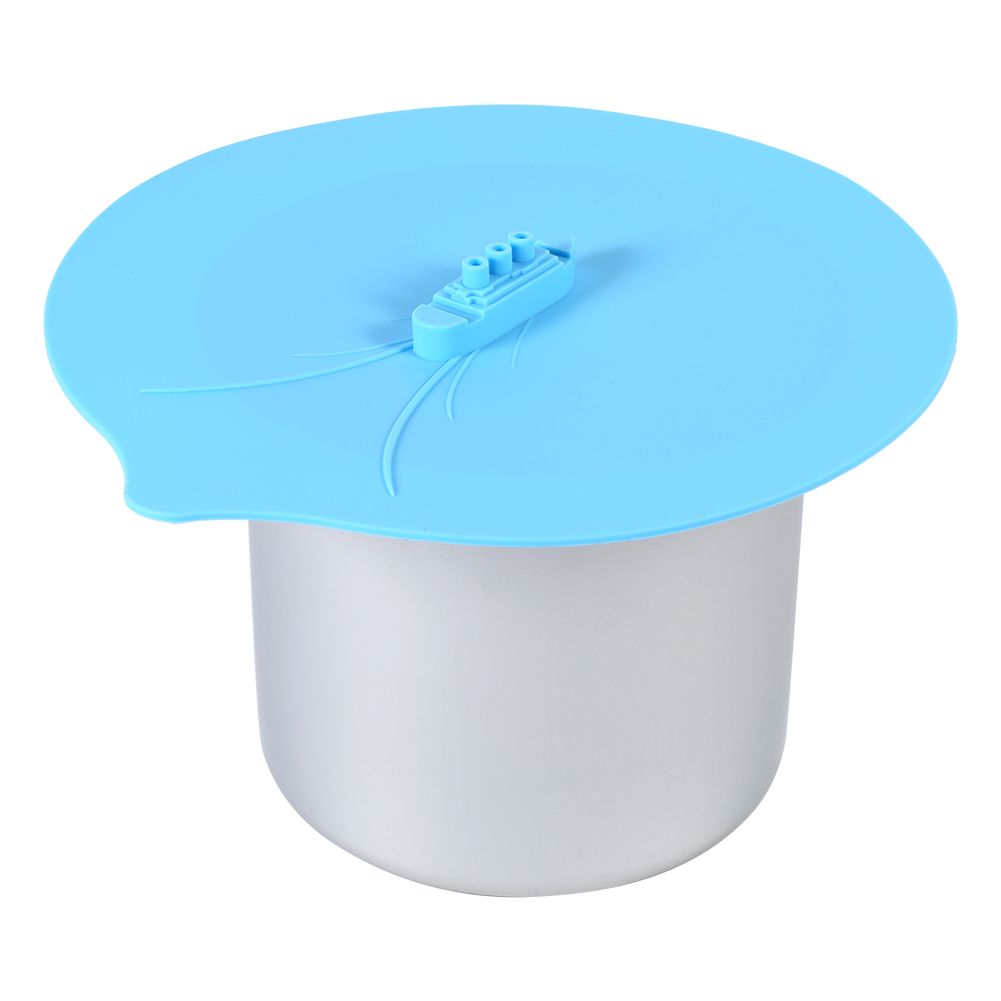 Set of 3pcs Unique Steam Ship Design Silicone Seal Cover Pot Mug Cup Lid Kitchen Gadgets Blue