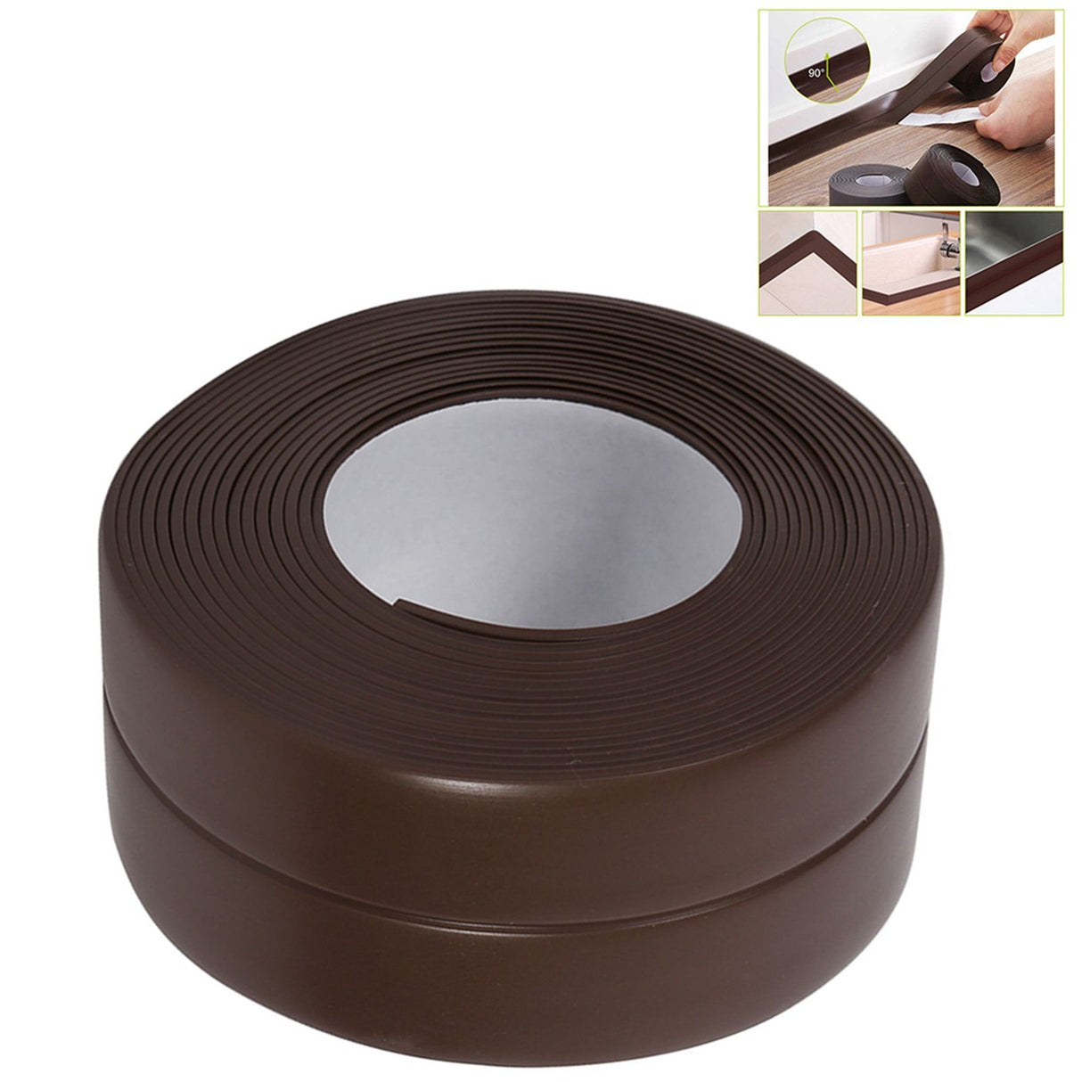 Self Adhesive Bath And Wall Sealing Strip Sink Basin Edge Trim Kitchen (#4 Brown 38mm x 3.2m)