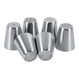 6PCS Stainless Steel Flower Cake Icing Piping Nozzles Decorating Tips Pastry DIY Baking Tools - Front View