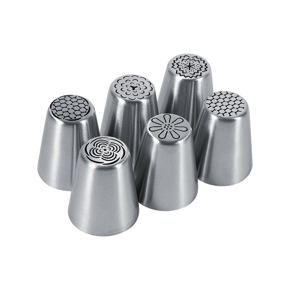 6PCS Stainless Steel Flower Cake Icing Piping Nozzles Decorating Tips Pastry DIY Baking Tools