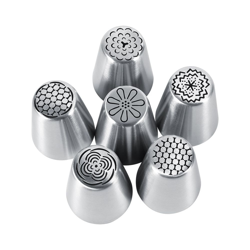 6PCS Stainless Steel Flower Cake Icing Piping Nozzles Decorating Tips Pastry DIY Baking Tools