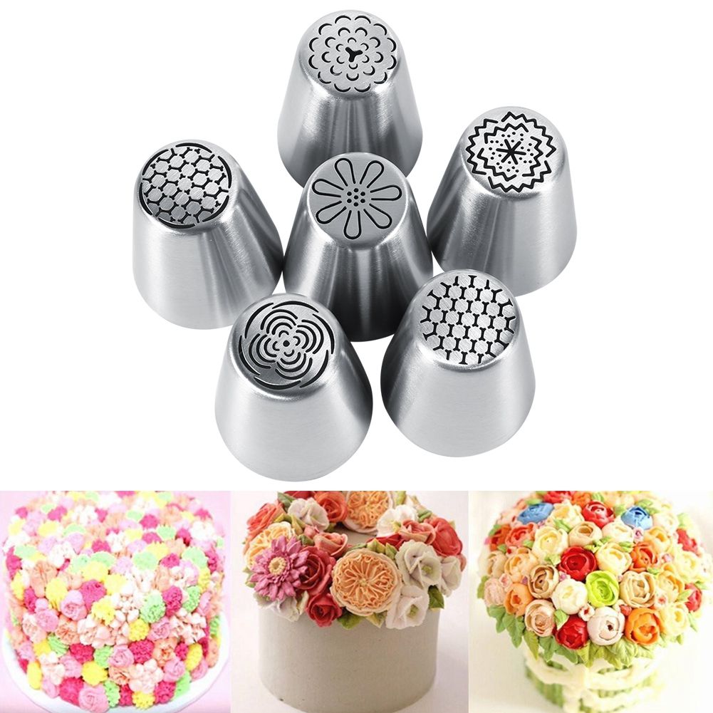 6PCS Stainless Steel Flower Cake Icing Piping Nozzles Decorating Tips Pastry DIY Baking Tools