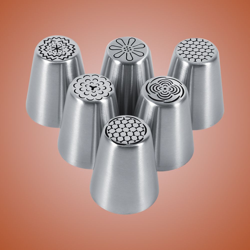 6PCS Stainless Steel Flower Cake Icing Piping Nozzles Decorating Tips Pastry DIY Baking Tools