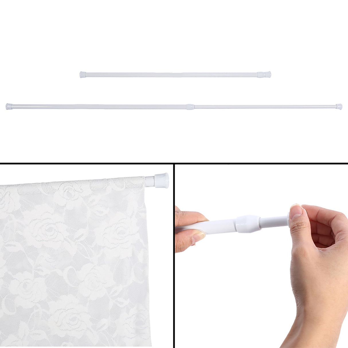 Extendable Spring Telescopic Shower Bathroom Window Curtain Rail Loaded Pole Rod 55‑90cm