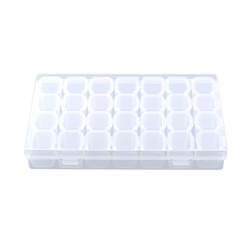Clear Plastic 28 Slots Adjustable Tablet Medicine Pill Jewelry Storage Organizer Box Container