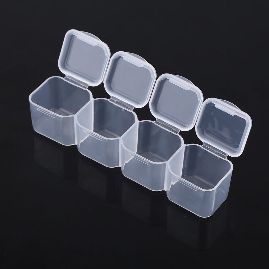 Clear Plastic 28 Slots Adjustable Tablet Medicine Pill Jewelry Storage Organizer Box Container