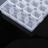 Clear Plastic 28 Slots Adjustable Tablet Medicine Pill Jewelry Storage Organizer Box Container - Rear View