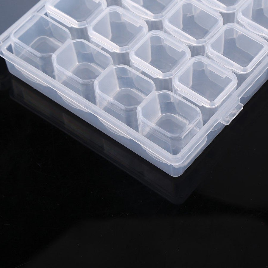Clear Plastic 28 Slots Adjustable Tablet Medicine Pill Jewelry Storage Organizer Box Container