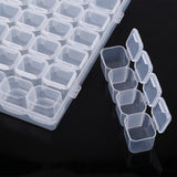Clear Plastic 28 Slots Adjustable Tablet Medicine Pill Jewelry Storage Organizer Box Container - Close-Up Angle