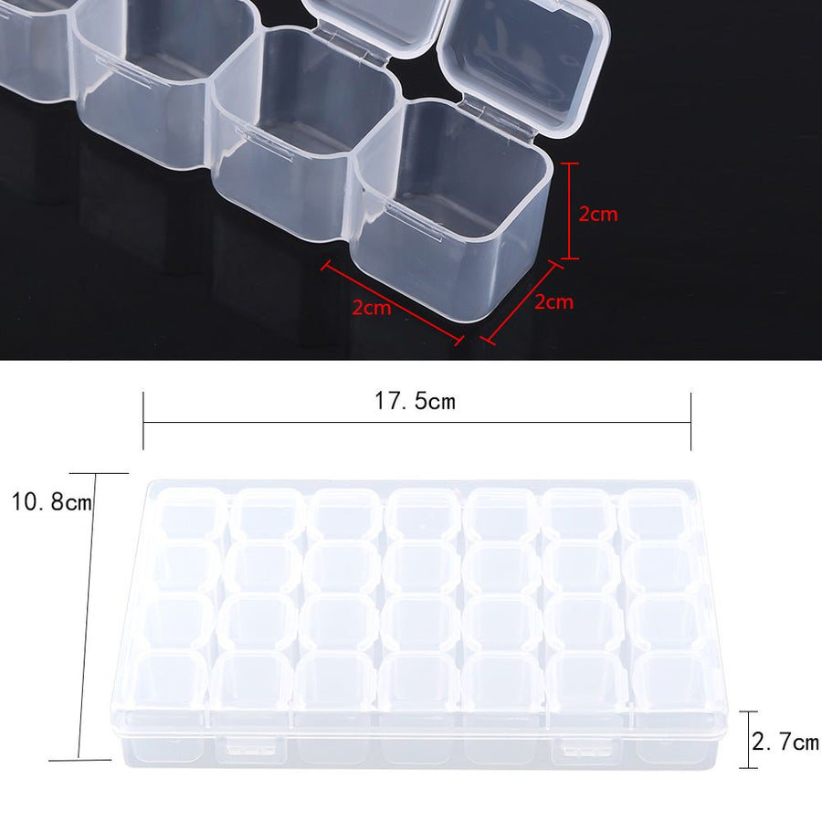 Clear Plastic 28 Slots Adjustable Tablet Medicine Pill Jewelry Storage Organizer Box Container