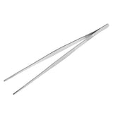 Stainless Steel Silver Long Food Tongs Straight Home Medical Tweezers Garden Kitchen Tool 30cm - Rear View