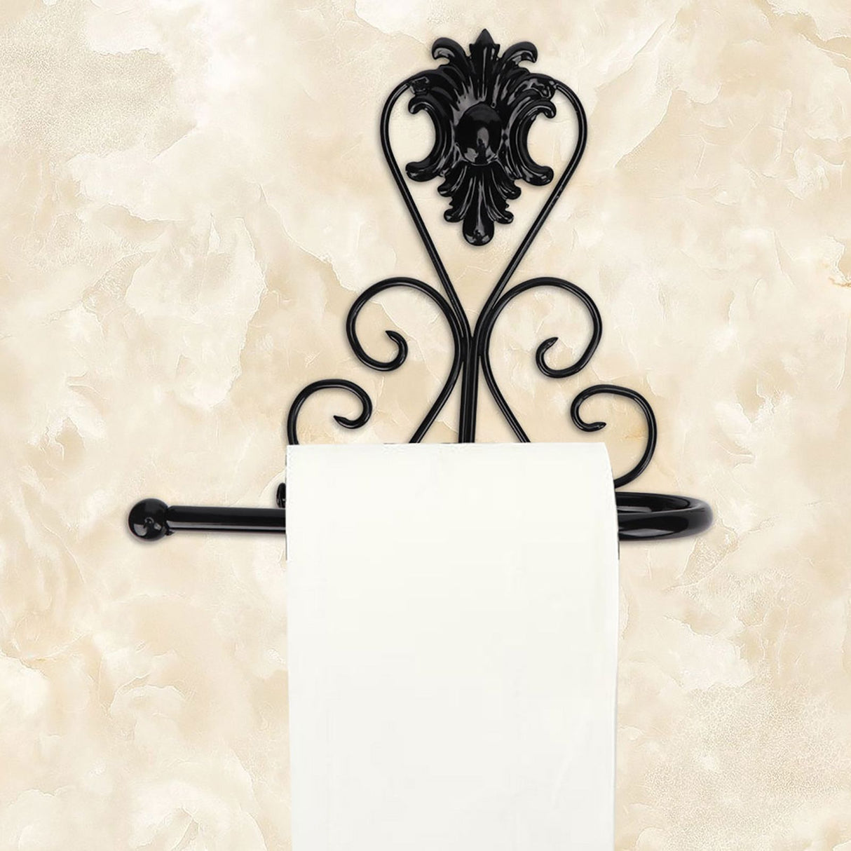 Paper Towel Holder Wall mounted Tissue Rack for Kitchen Bathroom (Black)
