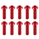 10pcs M3 6-10mm Button Round Head Aluminum Alloy Metric Hex Socket Cap Screw Bolt Red 10mm