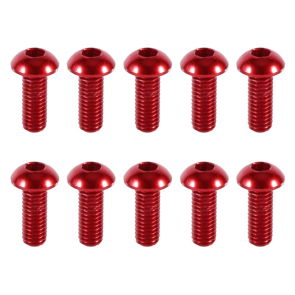 10pcs M3 6-10mm Button Round Head Aluminum Alloy Metric Hex Socket Cap Screw Bolt Red 8mm