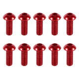 10pcs M3 6-10mm Button Round Head Aluminum Alloy Metric Hex Socket Cap Screw Bolt Red 8mm - Side View