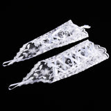 Retro Syle Ivory Lace Flower Bride Bridal Rhinestone Sexy Fingerless Gloves Wedding White