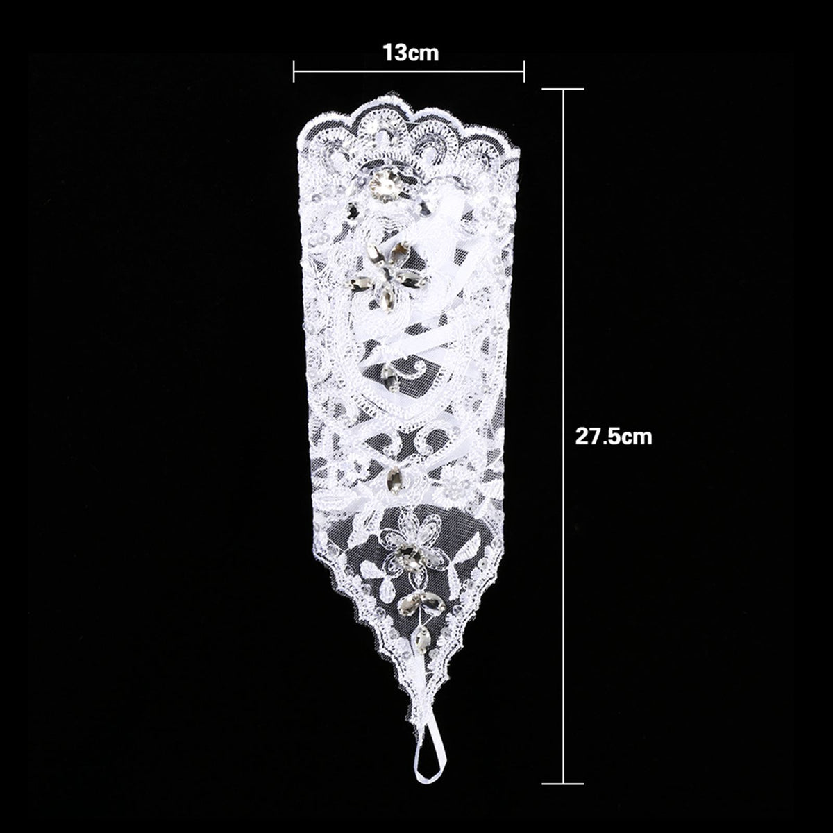 Retro Syle Ivory Lace Flower Bride Bridal Rhinestone Sexy Fingerless Gloves Wedding White