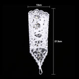 Retro Syle Ivory Lace Flower Bride Bridal Rhinestone Sexy Fingerless Gloves Wedding White - Close-Up Angle
