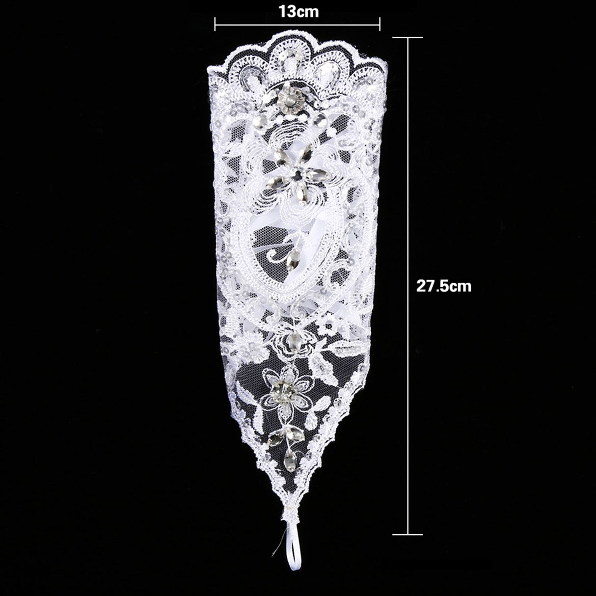 Vintage Syle Ivory Lace Flower Bride Bridal Rhinestone Sexy Fingerless Gloves Wedding Ivory