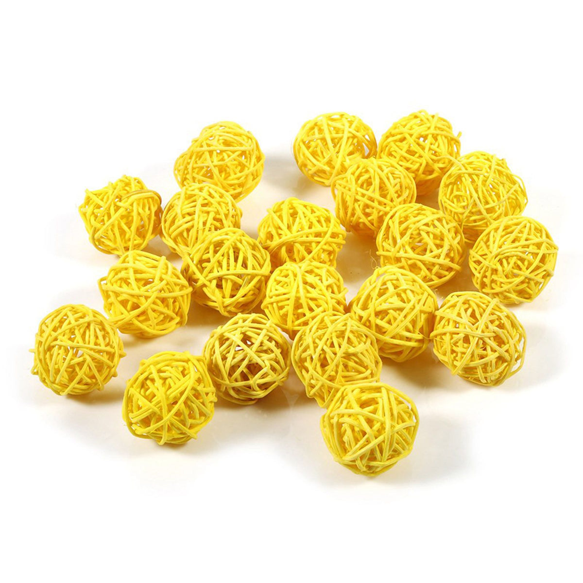 20Pcs Decorative Rattan Balls Ornaments Wedding Christmas Birthday Party Decorations (Yellow)
