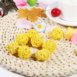 20Pcs Decorative Rattan Balls Ornaments Wedding Christmas Birthday Party Decorations (Yellow) - Side View