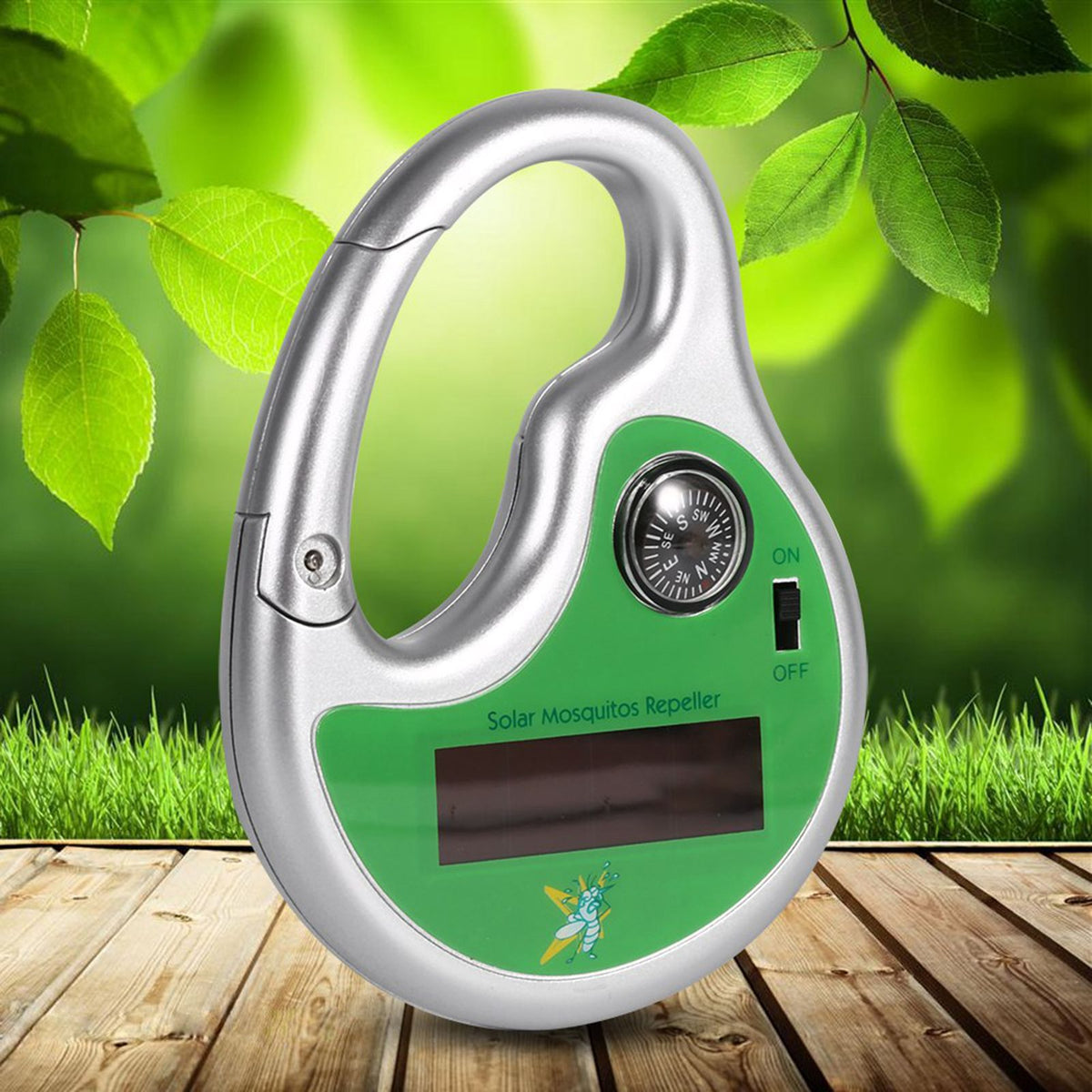 Portable Mosquito Insect Killer Repeller Expeller Hook Type Solar Ultrasonic W/ Compass Outdoor