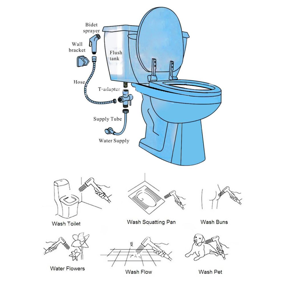 Home Bathroom Handheld Portable Chrome Plated ABS Shattaf Toilet Bidet Shower Spray
