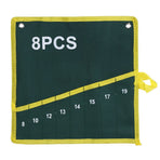 1Pc Durable Canvas Spanner Wrench Tool Roll Up Storage Bag Green 8 Pockets