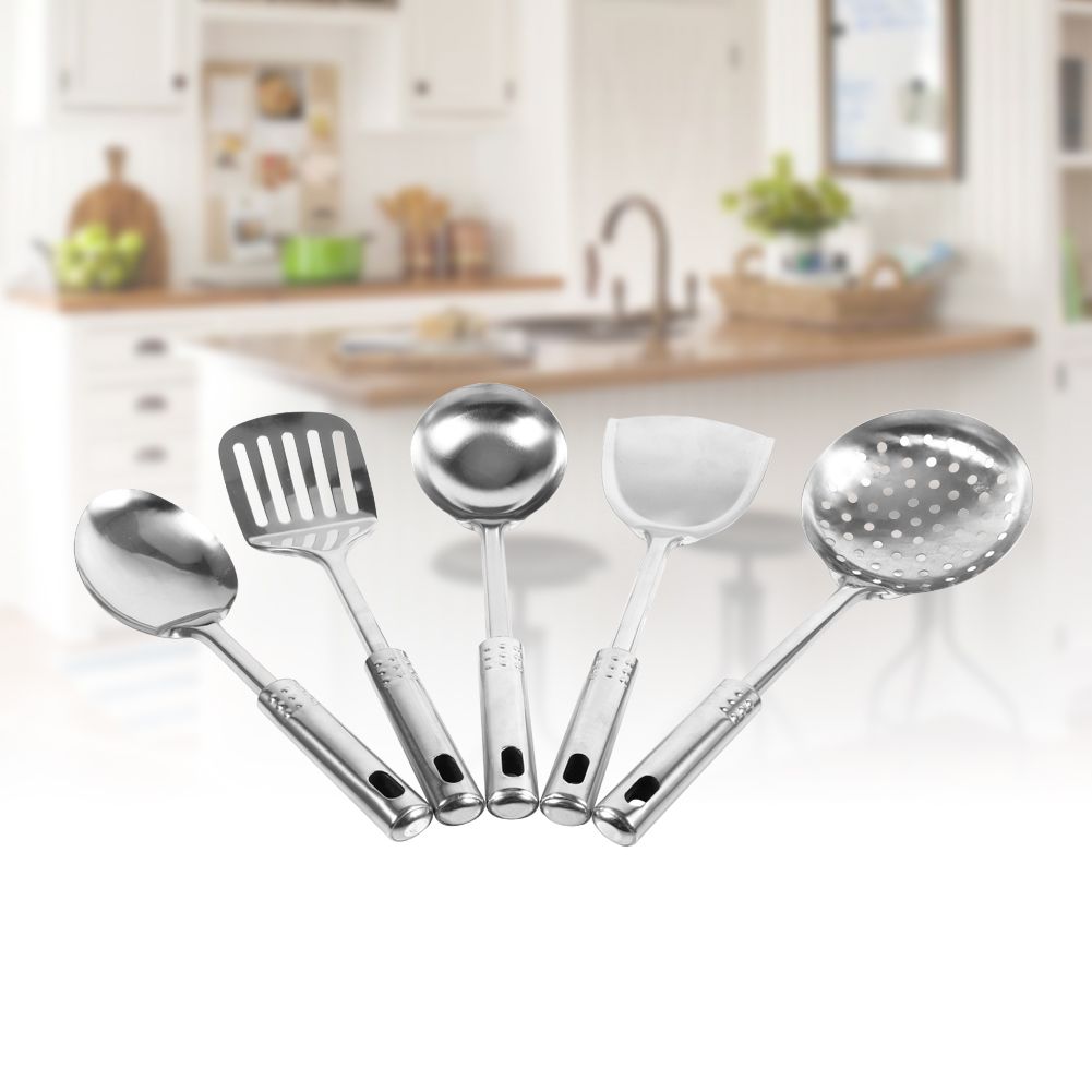 5Pcs Multi functional Kitchen Utensil Set Stainless Steel Spoons Shovel Spatula Cooking Tools