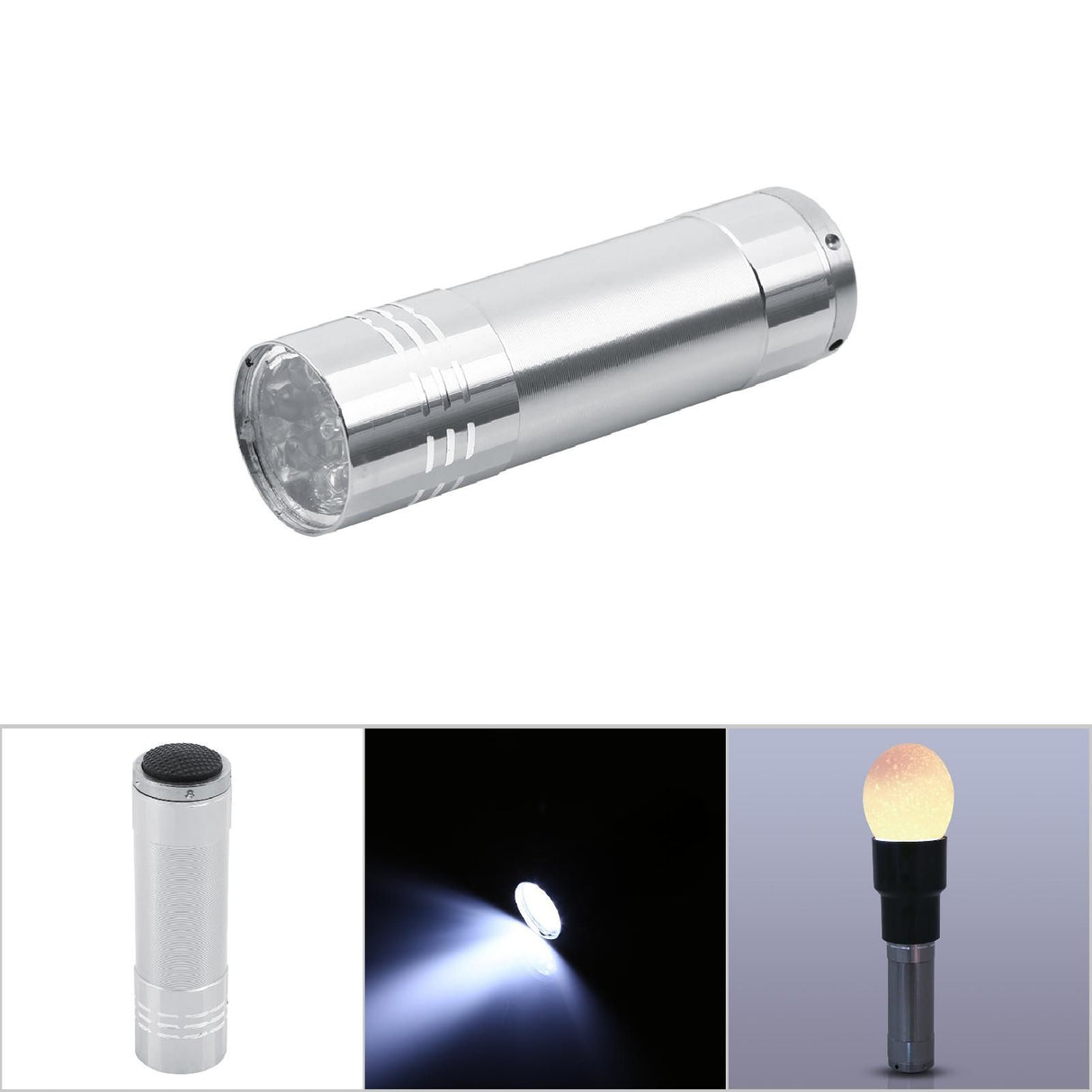 Battery Operated Bright Cool LED Light Poultry Egg Candler Tester Lamp Incubator (Silver)
