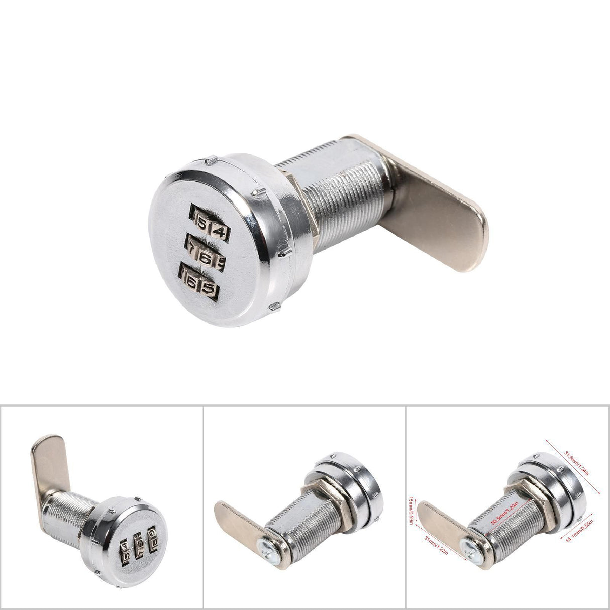 3 Digit Code Combination Cam Cabinet Silver Stainless Steel Convenient Password Security Coded Lock #3