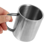 Portable Student Stainless Steel Double Wall Mug Travel Camping Coffee Tea Milk Cup Durable - Low Angle