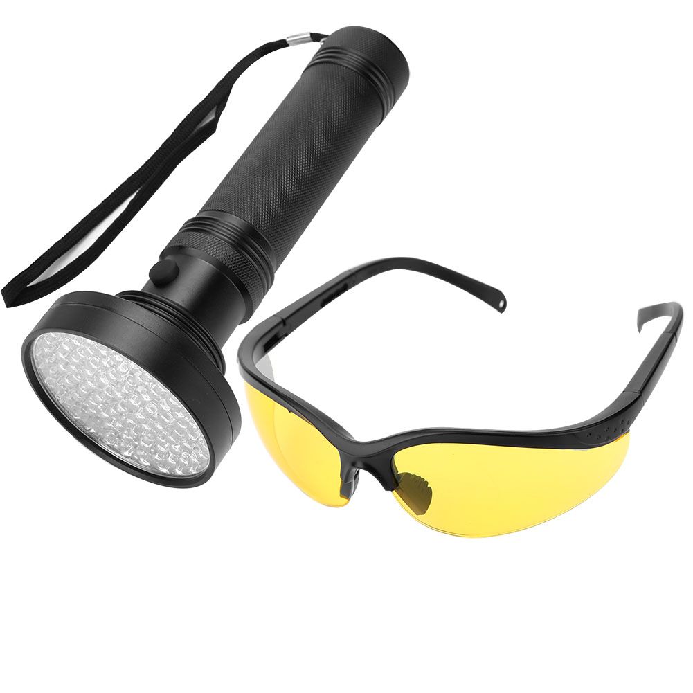UV Flashlight Pet Stain Urine Detector Bright 100 LEDs Blacklight Torch with UV Sunglasses for
